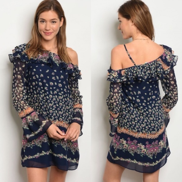 NWT Blue Floral Boho Dress Size small - Picture 1 of 3